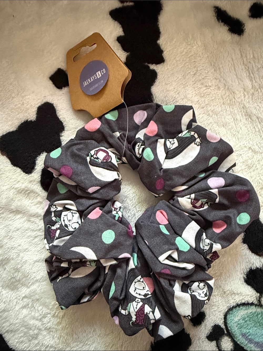 Gray Polka Dot Character Scrunchie